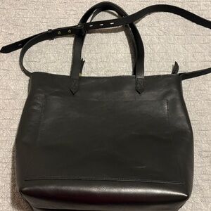 Madewell Black Leather Tote Bag